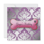 311-Posh Pooch Birthday Invite Damask Shimmer invitations