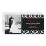 311-RED DAMASK WEDDING PHOTO CARD photo cards
