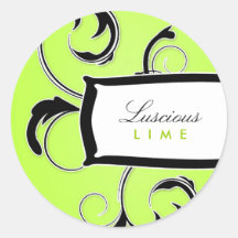 311-Roxy Lime and Black Round Stickers
