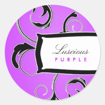 311-Roxy Purple and Black Round Sticker