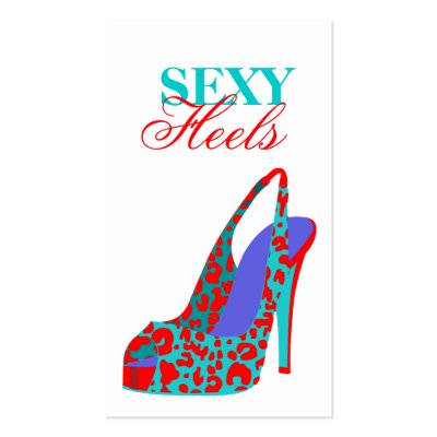 311-Sexy Heels | Turquoise Red Leopard Business Card Templates by Jill311