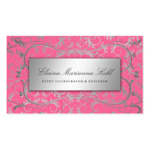 311-Silver Divine | Luscious Pink Business Card Templates