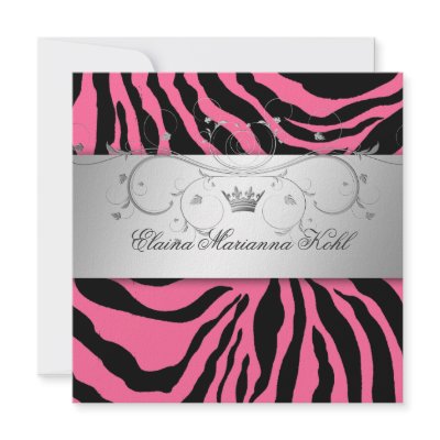 311-Silver Divine Pink Zebra Sweet Sixteen Announcement by Jill311