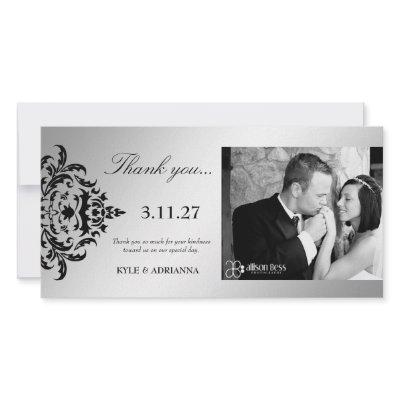 311-Simplisticly Elegant Damask Silver Thank You by Jill311