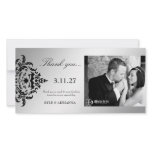 311-Simplisticly Elegant Damask Silver Thank You photo cards