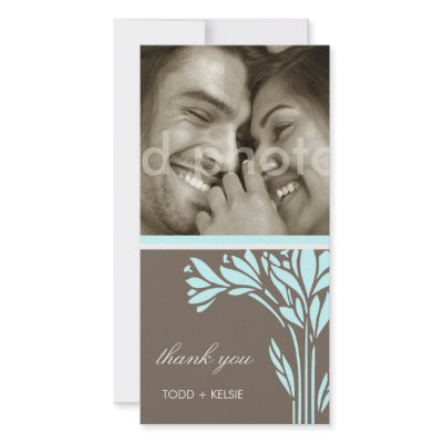 311-SKY FLORAL BURST - THANK U OR SAVE THE DATE CUSTOM PHOTO CARD by Jill311