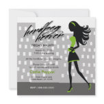 311-Stylish City Girl | Lime Green Personalized Announcements