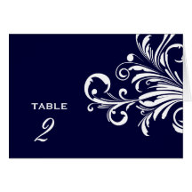 311-Swanky Swirls Table Numbers Navy Blue Greeting Card