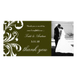 311-Swanky Swirls Thank You Moss Green Personalized Photo Card