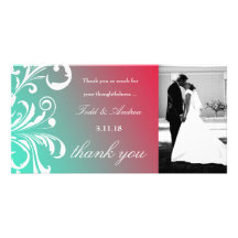 311-Swanky Swirls Thank You Photo Turquoise Dream Photo Card
