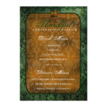 311-Thankful Green Damask Dinner / Drink Menu invitations