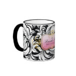 311-The Lavish Pink Plate | Black Coffee Mugs