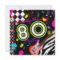 311-Totally the 80s Party - Red Guitar Personalized Invitations