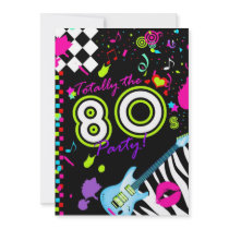311-Totally the 80s Party - Turquoise Guitar Custom Invitations