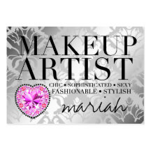 311 Tres Chic Makeup Artist Damask Diamond Heart Business Card