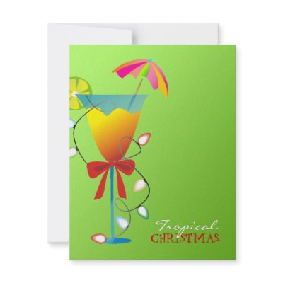 311-Tropical Paradise Christmas Lime Green Luau Personalized Invitations by Jill311
