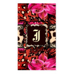 311-UNTAMED LILY LEOPARD & LACE PINK BUSINESS CARDS