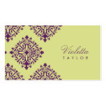 311-Violetta Purple & Lime Damask Business Card Template