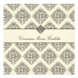 311-Vivianna Cream & Black Damask Invitation