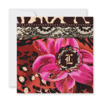 311-Wild Lily Pink Leopard | Square Invite