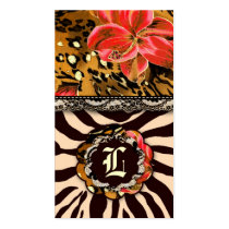 311-WILD LILY ZEBRA & LACE ORANGE BUSINESS CARD TEMPLATE