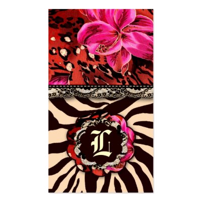 311-WILD LILY ZEBRA & LACE PINK BUSINESS CARD TEMPLATE by Jill311