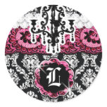 311 Wild Mix n Match Damask Round Sticker