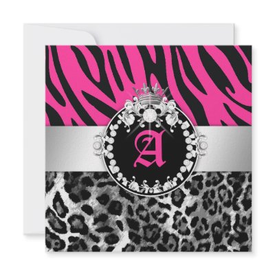 311 Zebra-Leo Tique Diamonds n' Kisses Sweet 16 Personalized Invitation by Jill311