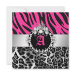 311 Zebra-Leo Tique Diamonds n' Kisses Sweet 16 invitations