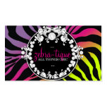 311-Zebra-Tique with Diamonds Pink Purebred Sunset Business Card Template