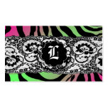 311-Zees Safari White Lace Electric Melon Sticker Business Card Template