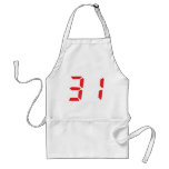 31 thirty-one red alarm clock digital number apron