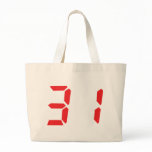 31 thirty-one red alarm clock digital number canvas bag