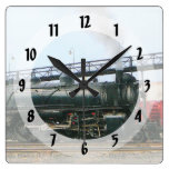 3254 Steam Locomotive Square Wall Clocks