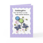 3293 Goddaughter Birthday Balloons and Butterflies Card