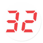 32 thirty-two red alarm clock digital number stickers