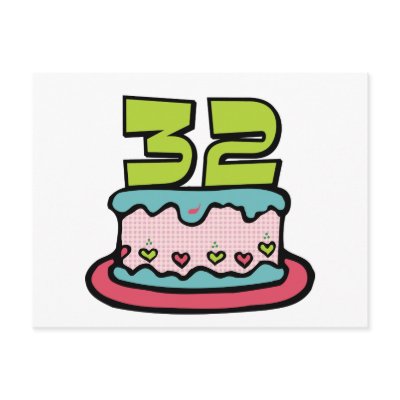 32 Year Old Birthday Cake Post Cards by Birthday_Bash