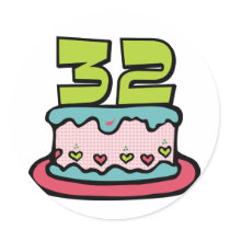 32 Year Old Birthday Cake Sticker