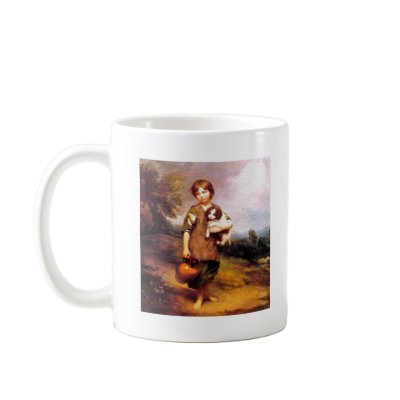 32b Cottage Girl with Dog and Pitcher Coffee Mug by VintagePets