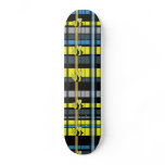 33.Black and Yellow Plaid Bumble Bees Design Skate Board