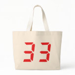 33 thirty-three red alarm clock digital numbr canvas bag