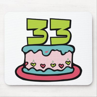 33 Year Old Birthday Cake Mousepads by Birthday_Bash