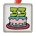 33 Year Old Birthday Cake Christmas Ornaments