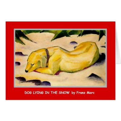 33a  Dog Lying in the Snow Greeting Card by VintagePets