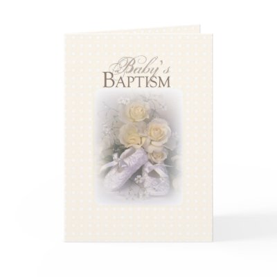 3429 Baby's Baptism Shoes Yellow Roses Cards by sandrarosecreations
