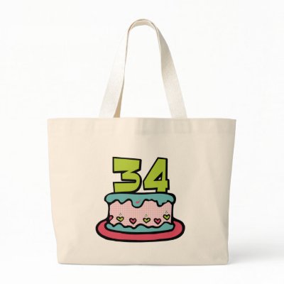 34 Year Old Birthday Cake Canvas Bags by Birthday_Bash