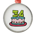 34 Year Old Birthday Cake Christmas Ornament