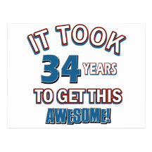 34 year old birthday designs postcard
