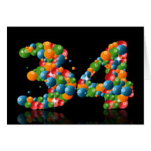 34th birthday with numbers formed from balls greeting cards