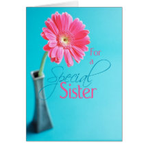 3548 Sister Valentine's Day Pink Daisy Blue Card